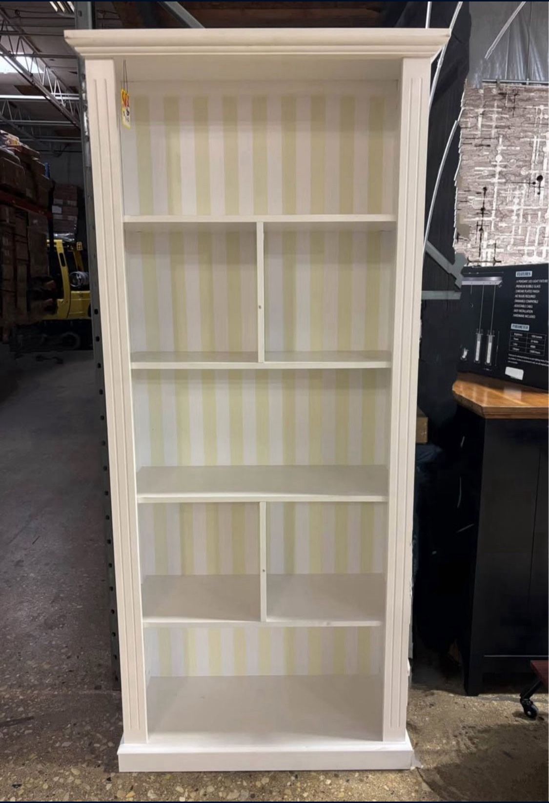 New White Grey or Striped Background Beveled Bookshelf