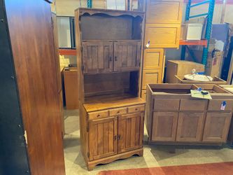 Farmhouse Style Shelf with a Two Door Cabinet Base