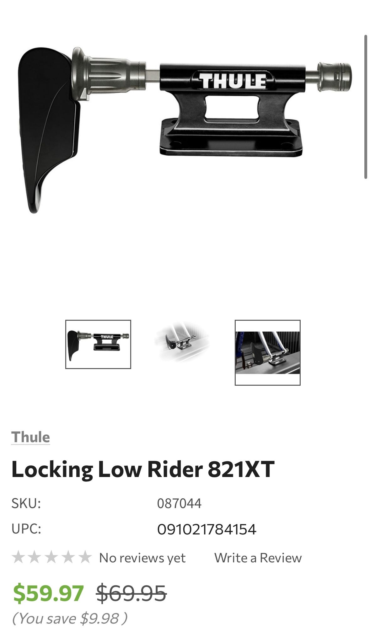 Thule Locking Low Fork Block Bike Rack