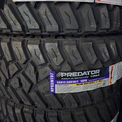 (4) 35x12.50r18 Predator M/T Tires 35 12.5 18 Inch MT 10-ply LT E Rated 
