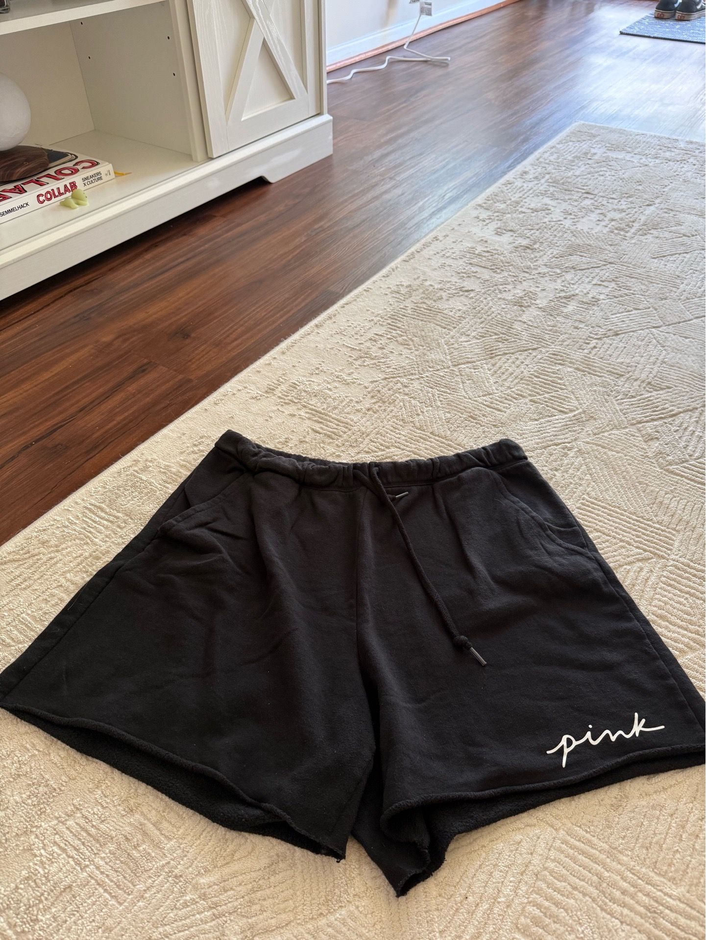 Pink Women’s Black Lounge Shorts Size Large