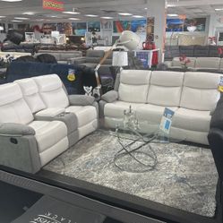 Great Offer‼️Gorgeous Two Tone White & Grey Sofa&Loveseat Only $899