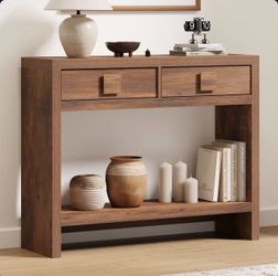 39.4" Wood Console Table With 2 Drawers, Sofa Table For Hallway, Entryway, Living Room