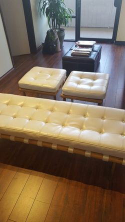 White Sofa Set with stools 