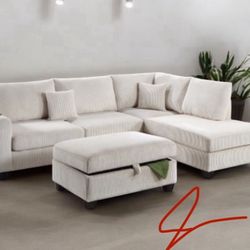 New! Large Comfy ~ Luxurious Soft Touch Sofa Sectional! Free Storage Ottoman! Reg $1,099! 