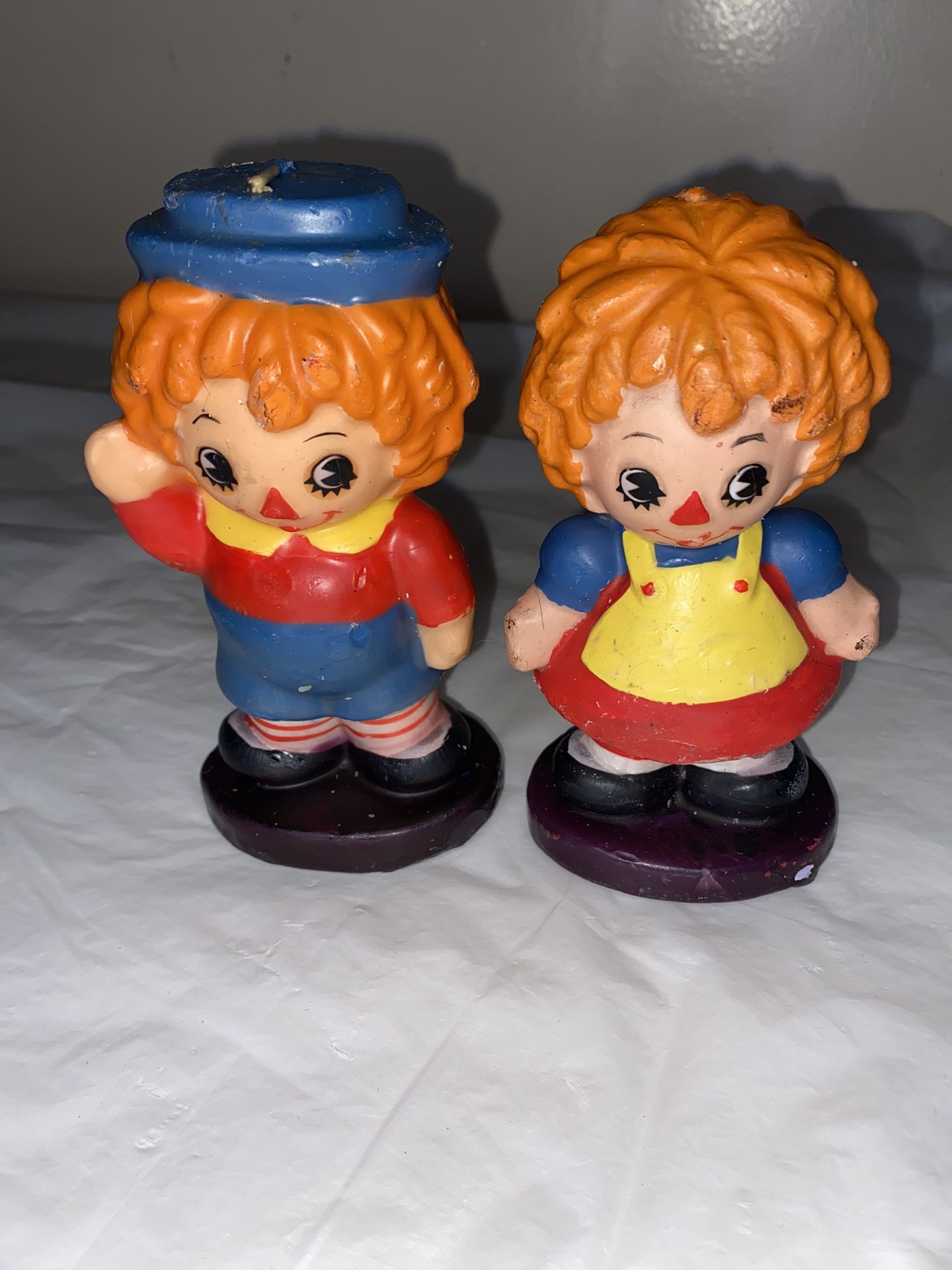 Vintage Raggedy Ann & Andy Candles 6" tall