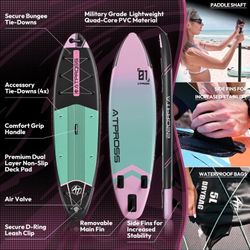 11’6’’ × 35’’ Black, Pink & Green Inflatable SUP 11' AT-PB-05 Basic Paddle Board | Atpross SUP