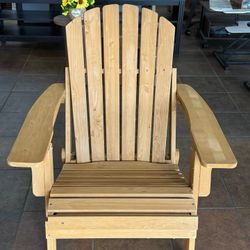 Outdoor wooden folding Adirondack chair with extendable footstool, wooden patio chair (natural ） 💰99