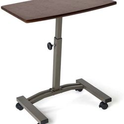 Seville Classics WEB162 Mobile Laptop Computer Desk Cart Height-Adjustable from 20.5" to 33", Slim, Walnut