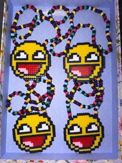 SMILEY FACE KANDI PERLER NECKLACE FESTIVAL RAVES
