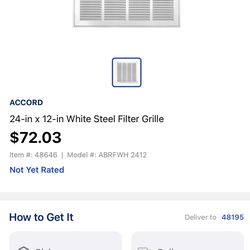 Heat Venting 12"x24" Vent Or Filter Grill
