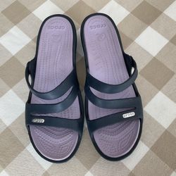 Crocs Women’s Wedge Slip On Sandals- Size 8