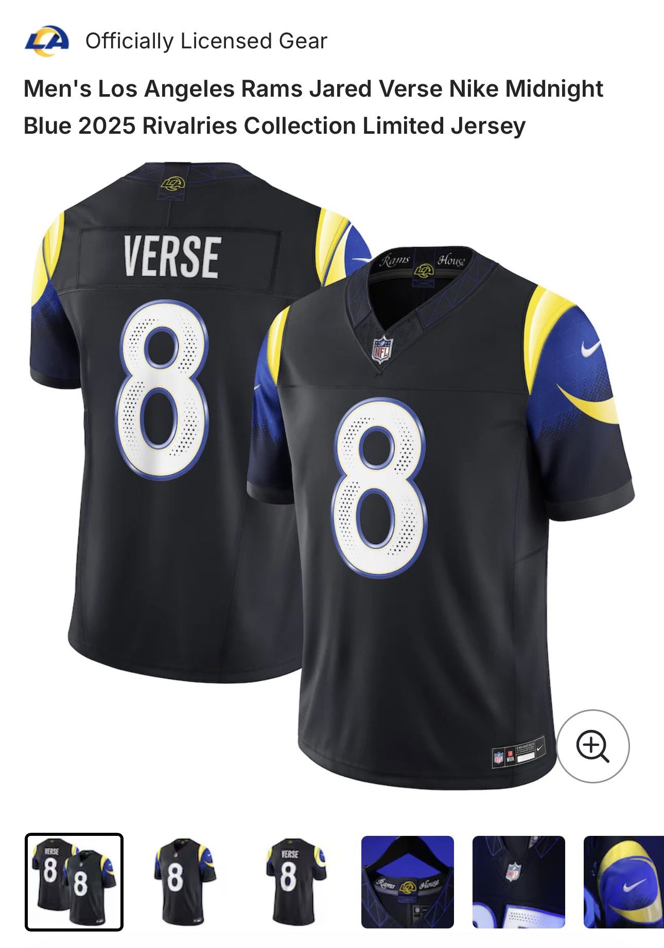 Los Angeles Rams Jared Verse Rivalries Collection Limited Jersey
