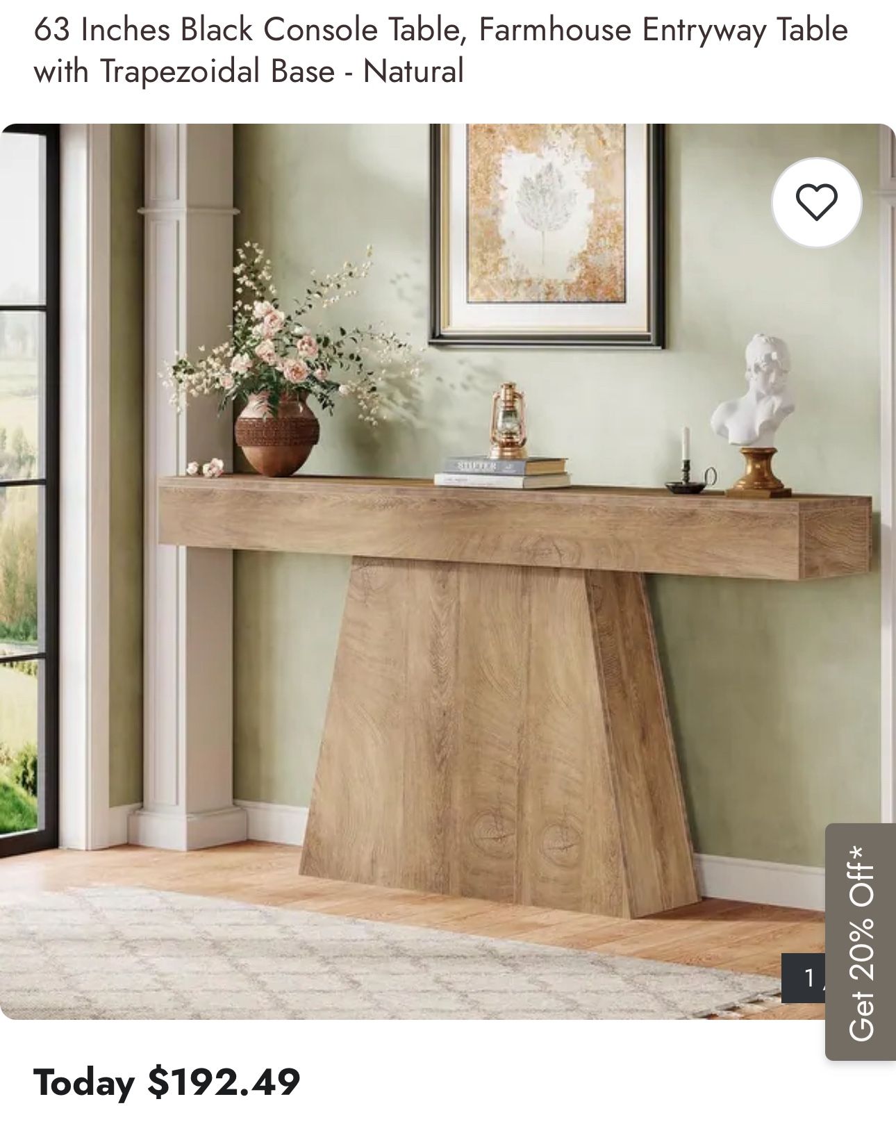 63 Inches Brown Console Table, Farmhouse Entryway Table 