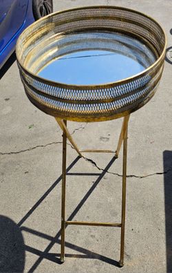 VINTAGE GOLD  MIRROR GLASS TABLE