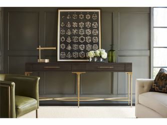 Soliloquy Hall Console Table 80” – Luxury Dark Wood & Metal Entryway Console