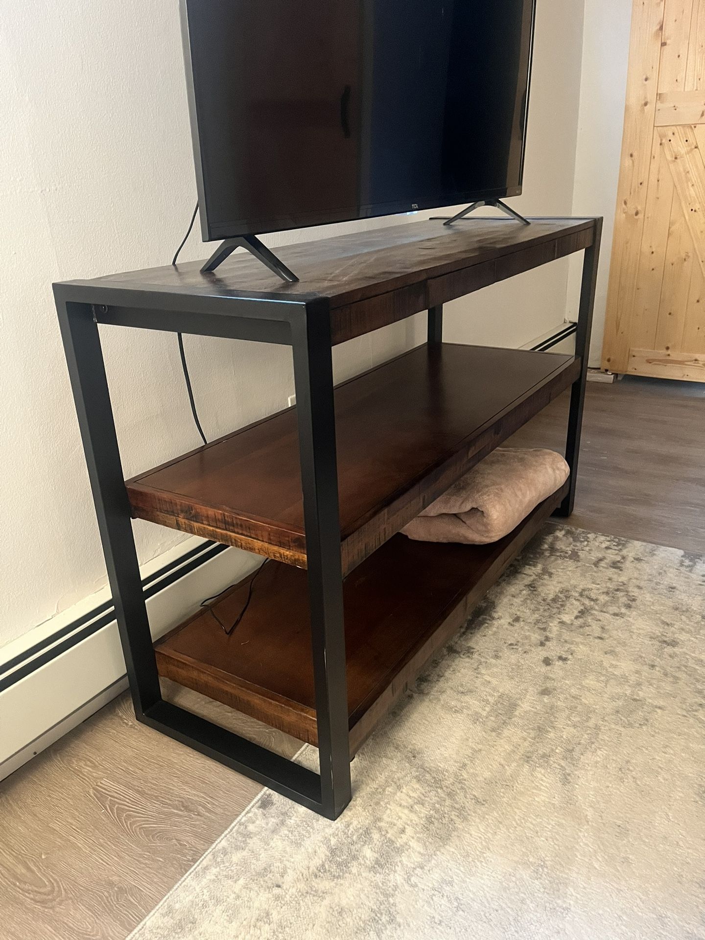 Black and Walnut Wood Console Table