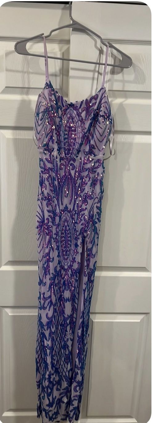 Purple Sequin Prom Dress