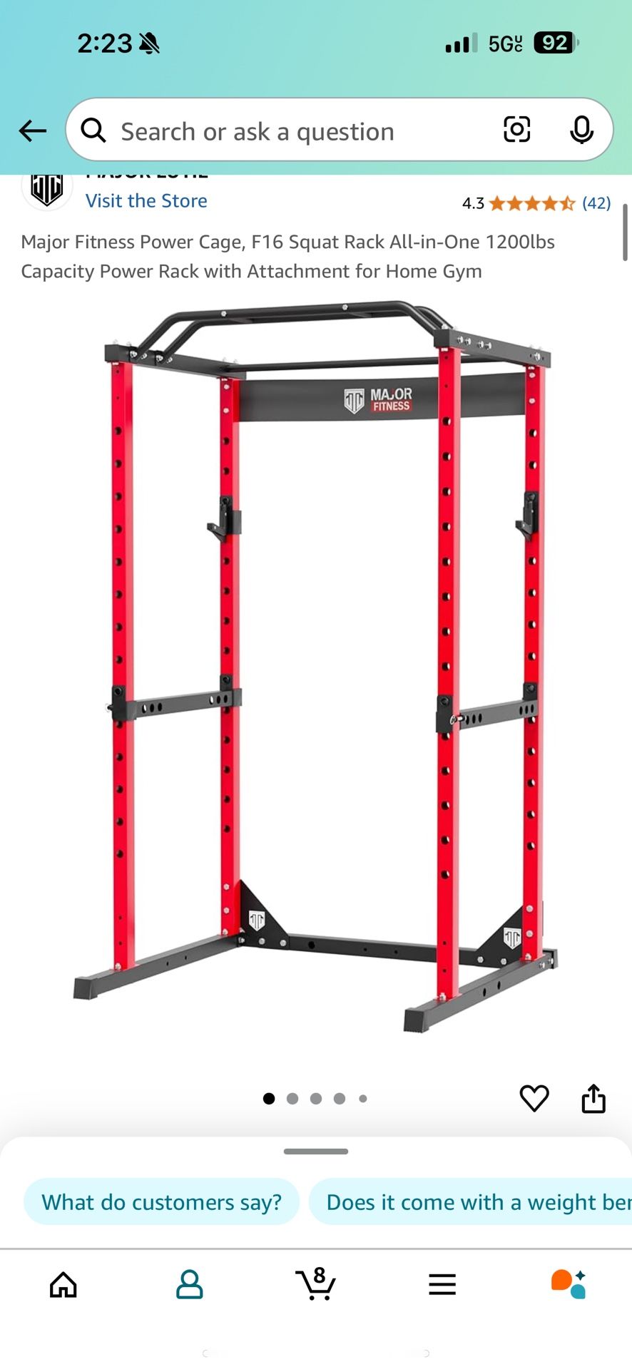 Major Fitness Power Cage, F16 Squat Rack All-in-One 1200lbs Capacity Power Rack with Attachment
