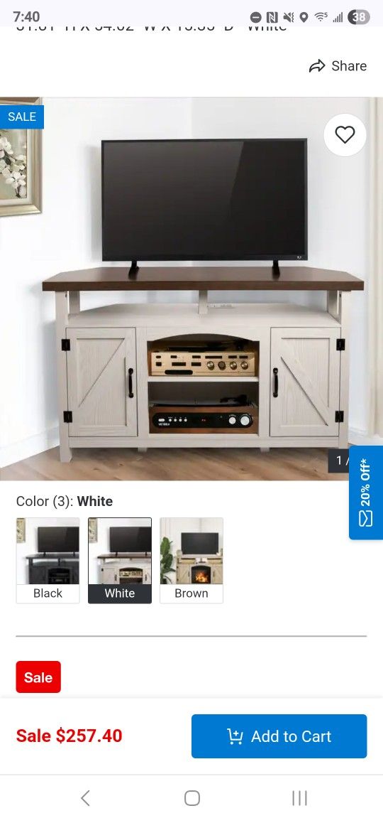 Corner TV Stand Up To 60"