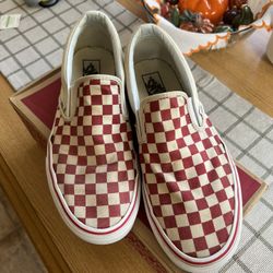 Red Checkered Vans Slip On