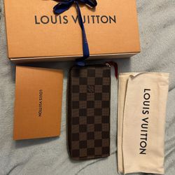 Louis Vuitton Clemence Wallet Damier Ebene with red interior