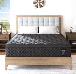 VISCOUNTESS King Mattress, 12”Inch Hybrid Mattresses Euro Top Medium Firm for Back & Lumbar Support, 100 Night Trial, Individual Pocket Spring Bed for