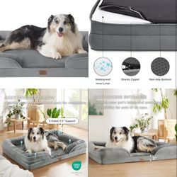 Orthopedic Dog Bed for Extra Large Dogs - XL Washable Dog Sofa Beds Large, Supportive Foam Pet Couch Bed with Removable Washable Cover, Waterproof Lin