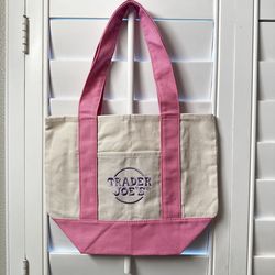 Trader Joe’s Mini Pastel Pink Canvas Bag Tote Limited NWT