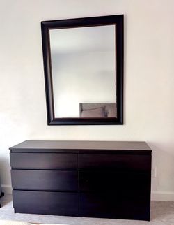 6-drawer IKEA dresser 55” & mirror (espresso)