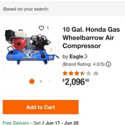 Honda Gas Wheelbarrow Air Compressor