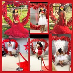 Red Rose 🌹 Heart ❤️  Backdrop Decor with red runway and Royal Throne Chair