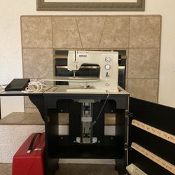 Bernina 830  And Sewing Cabinet With Adjustable Lift 