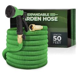 50ft Expandable Garden Hose with 8-Pattern Spray Nozzle