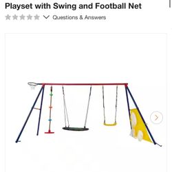 5 in 1 Multicolor Metal Outdoor Playset with Swing and Football Net