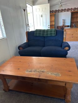 Blue Suede Loveseat