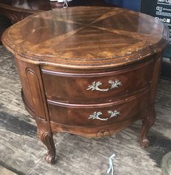 Vintage two drawer solid wood end table