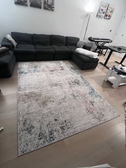Sectional Cloud Couch with 2 portable Ottomans
