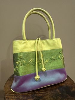 Vintage Craft Link 100% Silk Handmade Mini Handbag - Embroidered Floral