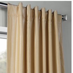 Four Blackout Textured Faux Silk Curtains Panels, 119x50” each