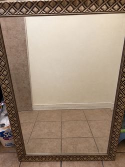 Large Wall Mirror with Gold Lattice Frame