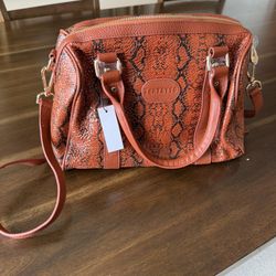 Terzetto Snakeskin Rust Leather Crossbody Shoulder Bag