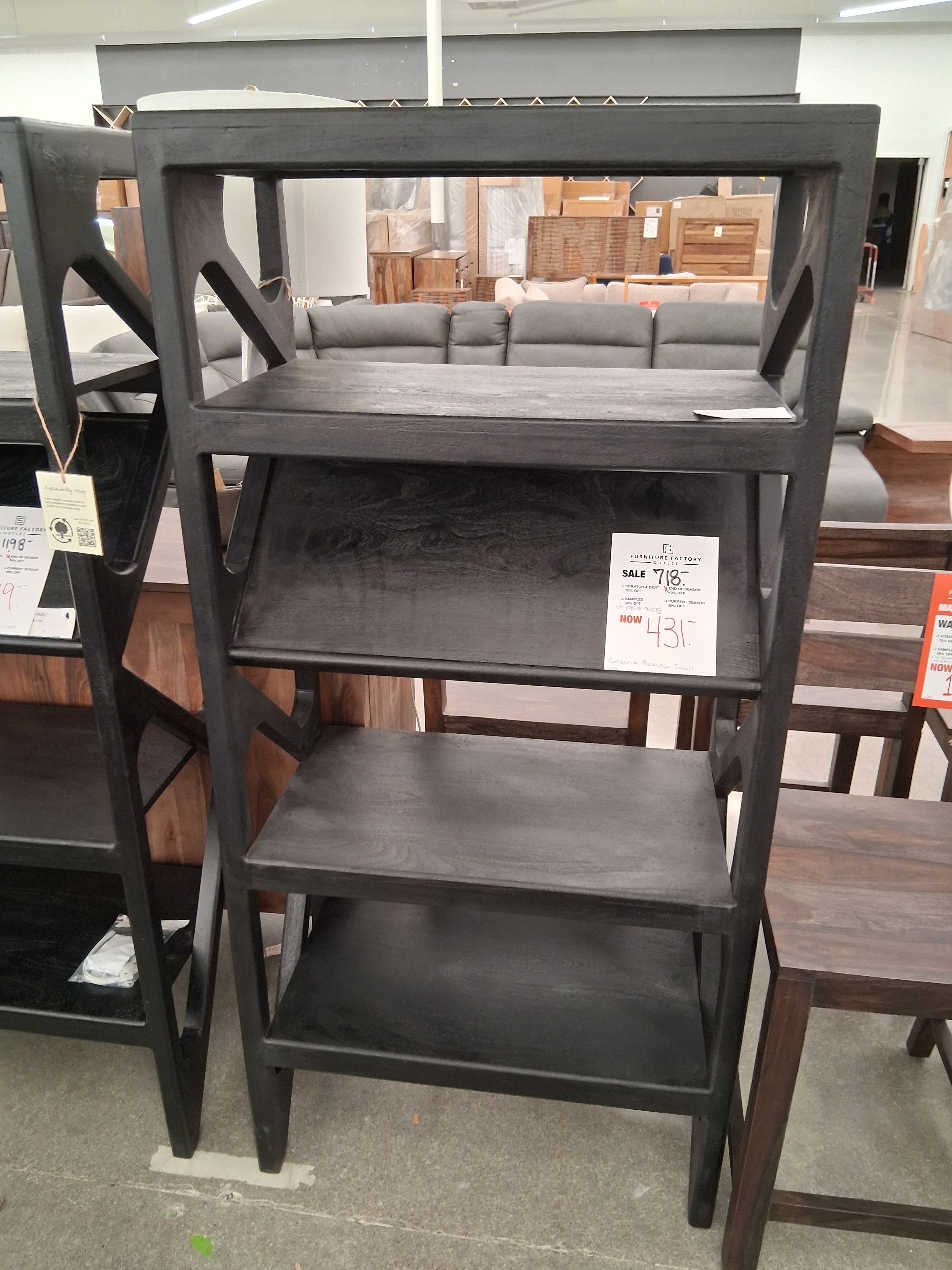 SOLID WOOD CONTEMPORARY  BLACK BOOKCASE 