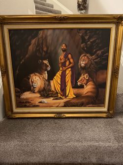 Large Framed Daniel in the Lions' Den Print