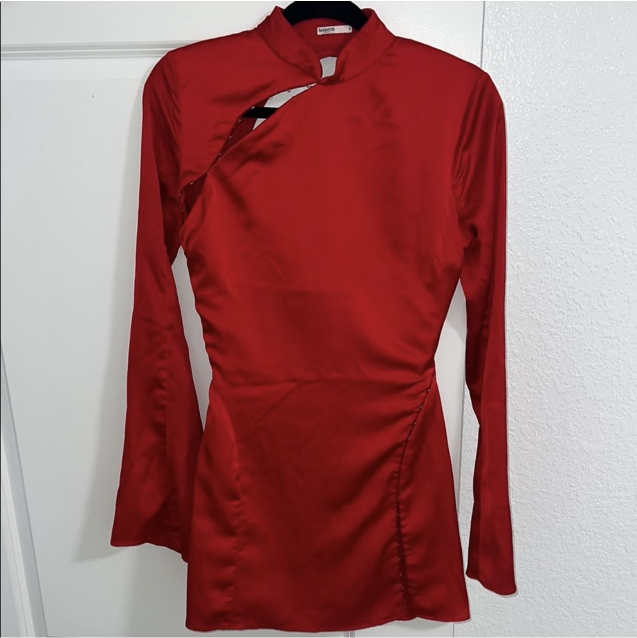 Elegant Red Long Sleeve Corset Dress