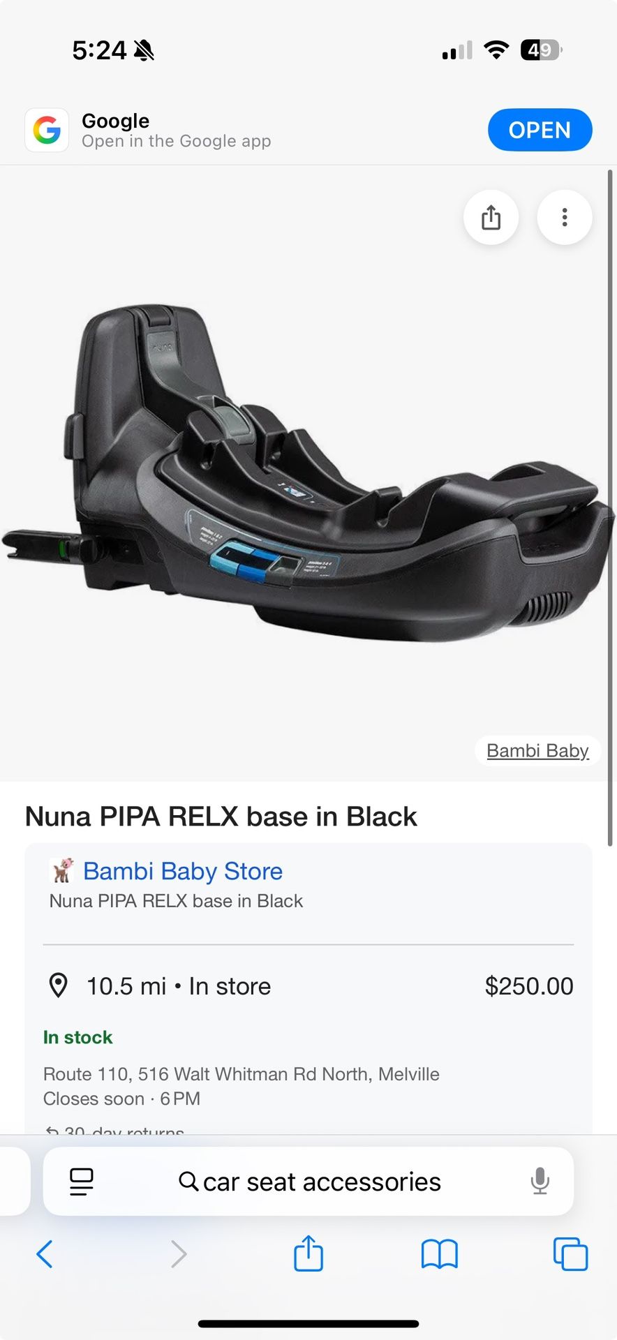 Nuna Pipe Relx In Black Car Seat Base
