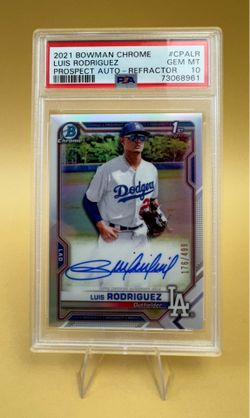 2021 Bowman Chrome Luis Rodriguez Prospect Auto Refractor 176/499 PSA 10 GEM MT