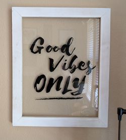 Glass and Wood Good Vibes Only Wall Decor