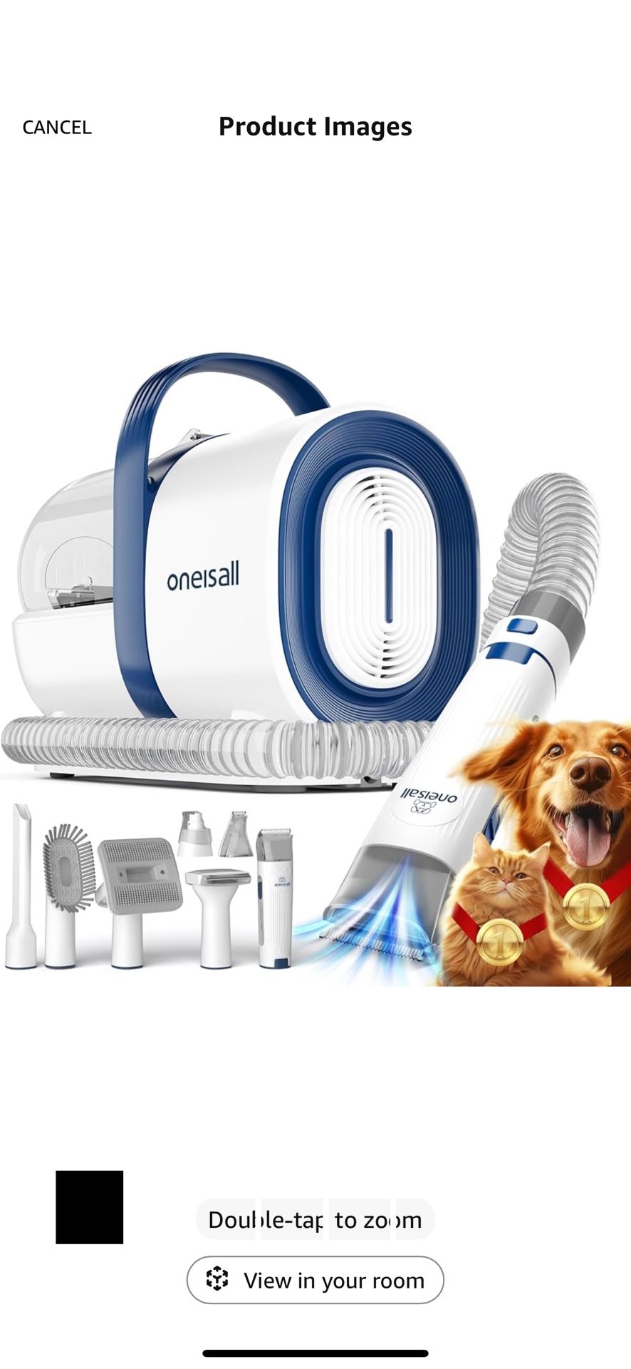 neisall Dog Grooming Vacuum Pet Grooming Vacuum with Clipper Nail Grinder 1.5L Dust Cup Dog deshedding Vacuum Brush with 7 Pet Grooming Tools for Sh