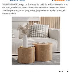 Set of 2 Round Wooden Nesting Tables – Modern Style